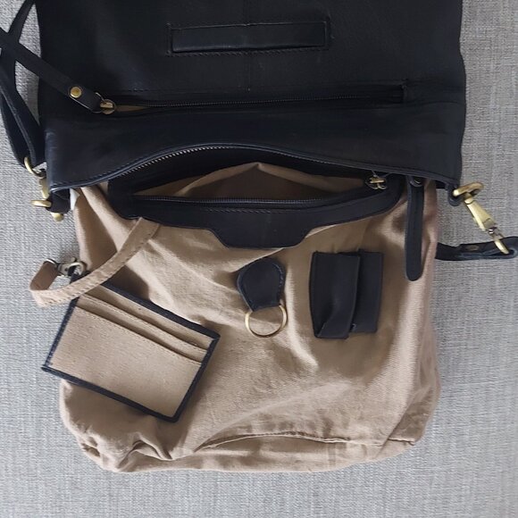 Black Milo Leather Crossbody Bag with Grey Leather Floral Appliques - Picture 8 of 8